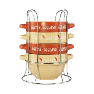 SET 4 BOLURI BUCATARIE PENTRU GULAS CU SUPORT, CERAMICA, 0.75 L, 14X9.5 CM