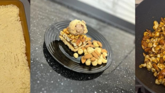 Prăjitură cu mix de alune și caramel