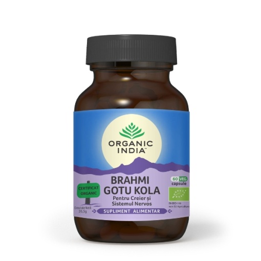 Brahmi-gotu kola (pt creier si sistemul nervos, deficit de atentie) (fara gluten) BIO Organic India - 60 cps