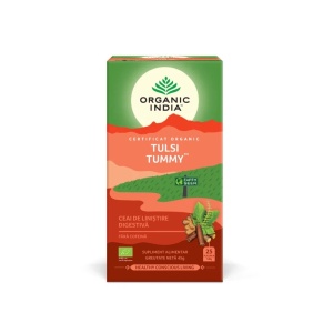 Ceai digestiv Tulsi (Busuioc Sfant) Tummy (25 plicuri) (fara gluten) BIO Organic India - 45 g