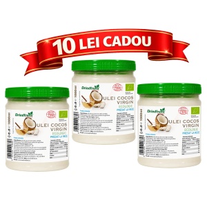 Ulei cocos virgin BIO (presat la rece) - 3 bucati x 1000 ml