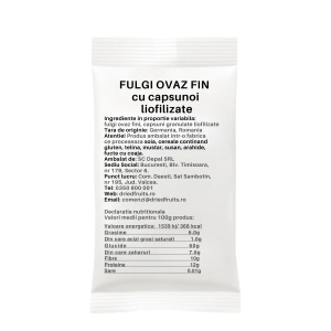 Fulgi de ovaz fini cu capsuni liofilizate granulate - 50 g
