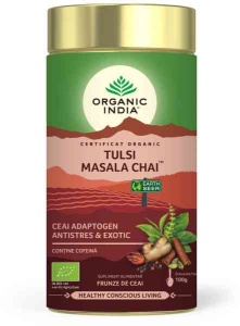 Ceai Tulsi (Busuioc Sfant) Masala Chai (fara gluten) BIO Organic India - 100 g
