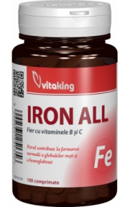 Fier cu vitaminele B si C Vitaking - 100 comprimate