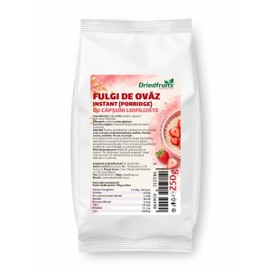 Fulgi de ovaz instant cu capsuni granulate liofilizate - 250 g