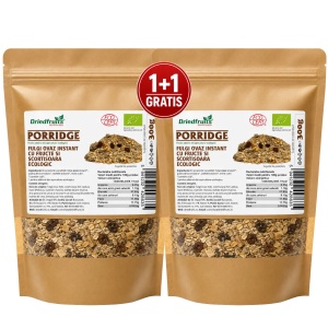 Porridge (fulgi ovaz instant) cu fructe si scortisoara BIO - 300 g (Pachet 1+1 Gratis)