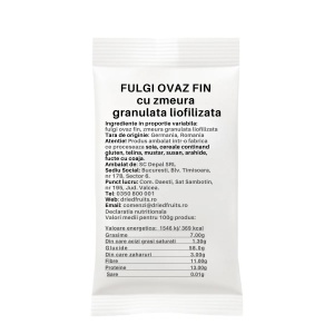 Fulgi de ovaz fini cu zmeura granulata liofilizata - 50 g