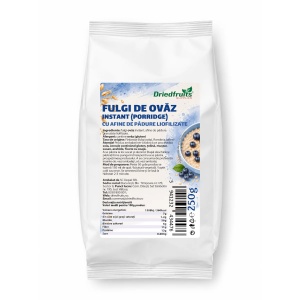 Fulgi de ovaz instant cu afine de padure granulate liofilizate - 250 g