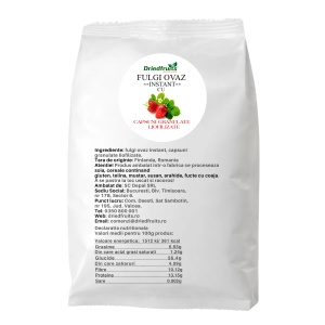 Fulgi de ovaz instant cu capsuni granulate liofilizate - 500 g