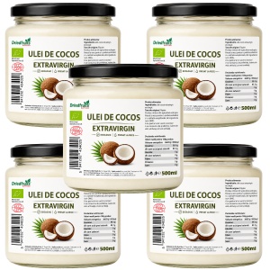 Ulei cocos extravirgin BIO (presat la rece) - 5 bucati x 500 ml - Img 2