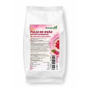 Fulgi de ovaz instant cu zmeura (fructe) granulate liofilizate - 250 g