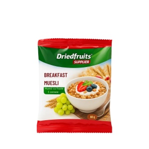 Muesli cu fructe si 5 cereale Driedfruits - 60 g - Img 2