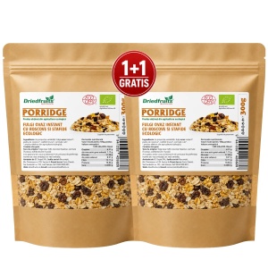 Porridge (fulgi ovaz instant) cu roscove si stafide BIO - 300 g (Pachet 1+1 Gratis)