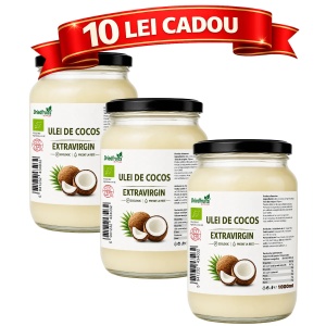 Ulei cocos extravirgin BIO (presat la rece) - 3 bucati x 1000 ml
