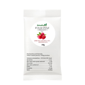 Fulgi de ovaz instant cu zmeura (fructe) granulate liofilizate - 50 g