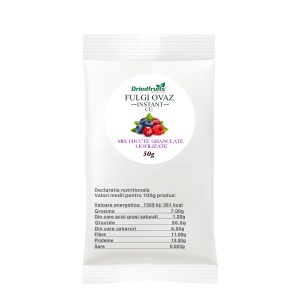 Fulgi de ovaz instant cu fructe de padure granulate liofilizate - 50 g