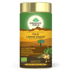 Ceai Tulsi (Busuioc Sfant) cu lamaie si ghimbir (fara gluten) BIO Organic India - 100 g