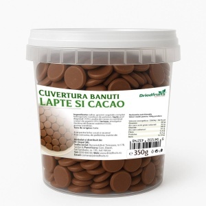 Cuvertura banuti cu lapte si cacao - 350 g