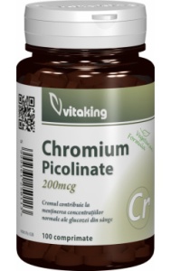 Picolinat de crom 200 mcg Vitaking - 100 comprimate