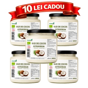 Ulei cocos extravirgin BIO (presat la rece) - 5 bucati x 500 ml