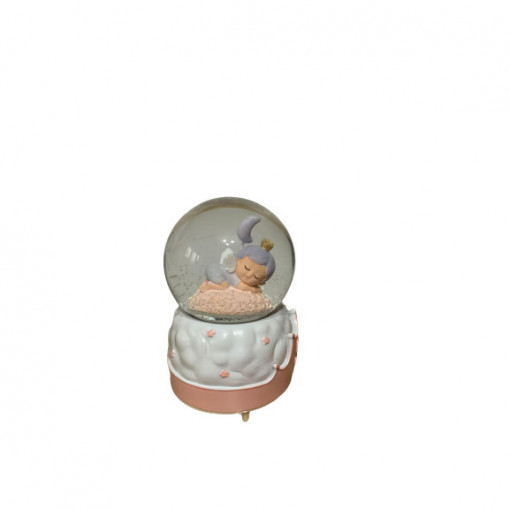 Glob muzical din sticla, model bebe Ingeras, multicolor, 16 cm