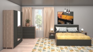 Спален комплект Нина | цвят Малта / Антрацит - Img 2