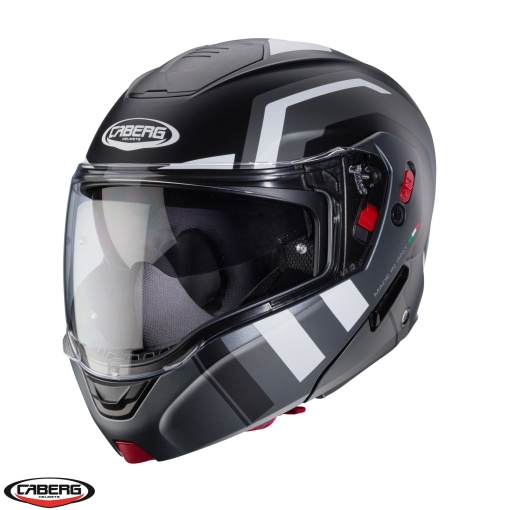 Casca modulabila (flip-up) Caberg Horus X Road M4 negru/gun metal (titanium)/alb mat