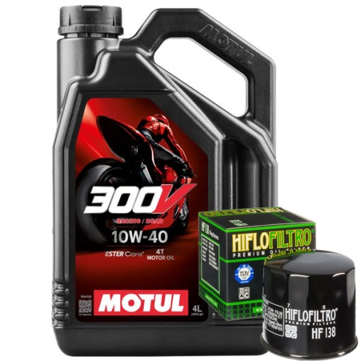 Pachet schimb ulei Motul 300V 10W40 4L + filtru ulei HF138