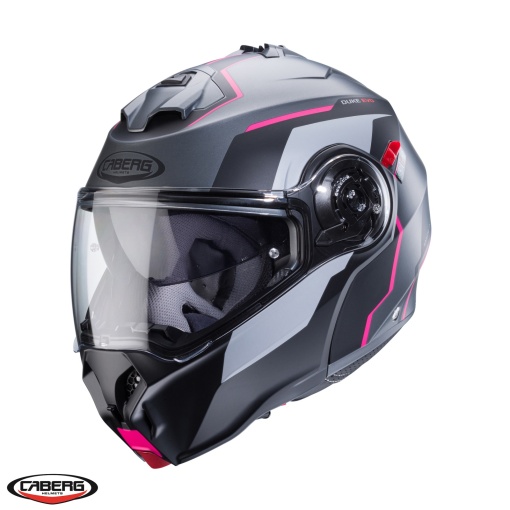 Casca modulabila (flip-up) Caberg Duke Evo Move M1 SV gun metal (titanium)/negru/fuchsia (roz)
