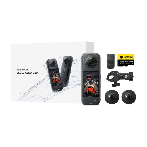 Camera video sport Insta360 X5, 8K 360 motorcycle bundle