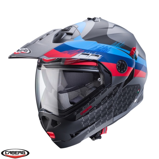 Casca modulabila (flip-up)/adventure Caberg Tourmax X SV Sarabe K9 gun metal (titanium)/negru/BMW colours mat