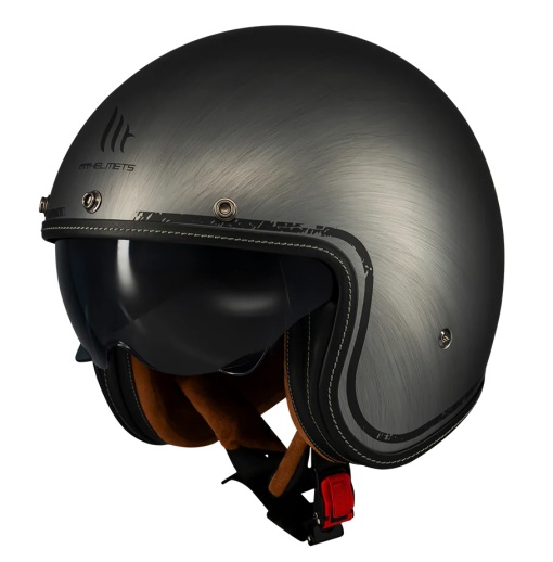 Casca open face motociclete MT Le Mans 2 S SV Scratched Chrome A2 gri mat