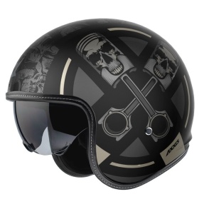 Casca Axxis model Hornet S SV Skulls Illustrated B1 negru mat (ochelari soare integrati) - omologare noua ECE 22.06