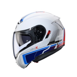 Casca modulabila (flip-up) Caberg model Levo X Elite O5 alb/albastru/rosu lucios Pinlock ready - lentila Pinlock inclusa (fibra de sticla) - Img 7