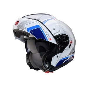 Casca modulabila (flip-up) Caberg model Levo X Elite O5 alb/albastru/rosu lucios Pinlock ready - lentila Pinlock inclusa (fibra de sticla) - Img 9