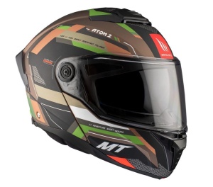 Casca modulabila MT Atom 2 SV Bast A6 military (maro/verde mat) (ochelari soare integrati) Pinlock Ready - tip viziera: MT-V-35 - Img 9
