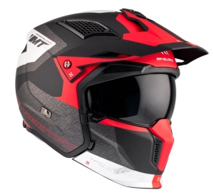Casca MT Streetfighter SV S Totem B15 rosu mat (ochelari soare integrati) - masca (protectie) barbie si cozoroc detasabile - omologare noua ECE 22.06 - Img 2