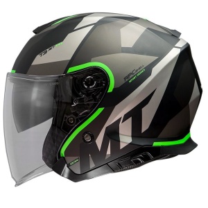 Casca open face MT Thunder III SV Jet Bow A6 verde fluor mat (ochelari soare integrati) – tip MT-V-19