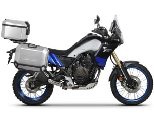 Complete set of aluminum cases SHAD TERRA, 55L topcase + 36L / 47L side cases, including mounting kit and plate SHAD YAMAHA Tenere 700 XTZ690