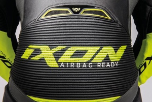 Costum (combinezon) motociclete barbati piele Ixon vara model Vendetta Evo MS culoare: negru/antracit/galben - Img 3