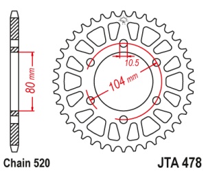 Foaie spate ALU JT JTA 478-41BLK 41T, 520 Negru - Img 2