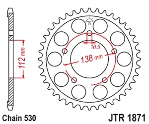 Foaie spate JT JTR 1871-48ZBK 48T, 530 Black Zinc - Img 2