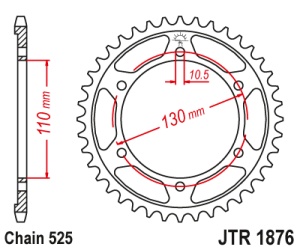Foaie spate JT JTR 1876-45ZBK 45T, 525 Black Zinc - Img 2