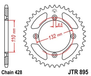 Foaie spate JT JTR 895-49ZBK 49T, 428 Black Zinc - Img 2