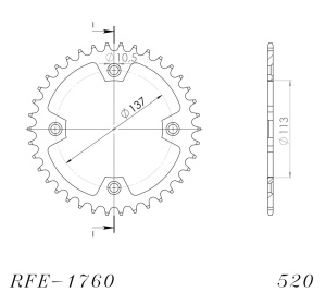 Foaie spate SUPERSPROX RFE-1760:40-BLK Negru 40T, 520 - Img 2