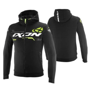 Geaca (hanorac tip hoodie) motociclete barbati Urban Ixon vara model Touchdown Ultra MS culoare: negru/alb/galben - Img 3