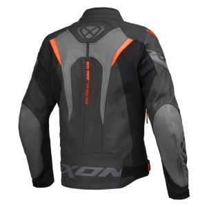 Geaca (jacheta) motociclete barbati piele Racing Ixon vara model Jackal JKT MS culoare: negru/antracit/portocaliu - Img 2