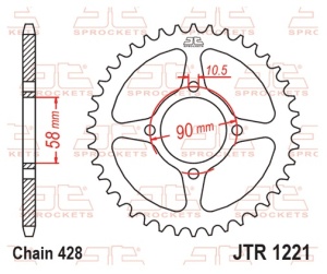 Kit de lant D.I.D Chain - Argintiu chain 428 D, Non-sealed, CHK front sprocket JT, CHK rear sprocket JT pentru HONDA CB 125 F / GLR 125 2015-2020 - Img 7
