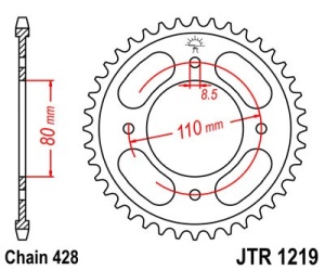 Kit de lant D.I.D Chain - Argintiu chain 428 VX, X-ring (X, NX, QX, XS), CHK front sprocket JT, CHK rear sprocket JT pentru HONDA CBF 125 2009-2013 - Img 6