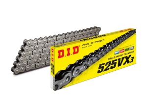 Kit de lant D.I.D Chain - Argintiu chain 525 VX, X-ring (X, NX, QX, XS), CHK front sprocket JT CHK rubber cushioned, CHK rear sprocket SUPERSPROX STEALTH pentru BMW M 1000 RR 2021-2024
